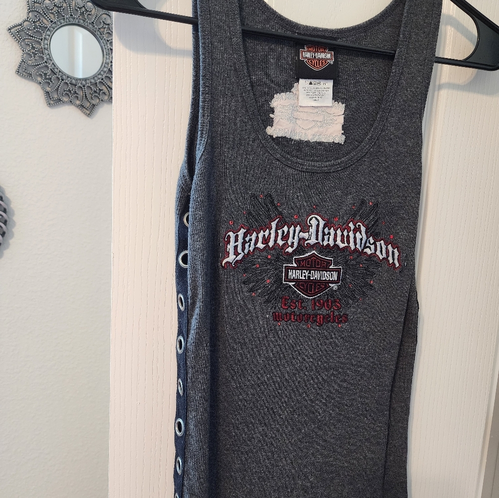 Harley-Davidson Charcoal Sleeveless Top